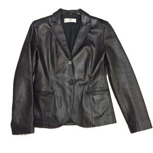 Women's Black Leather Blazer